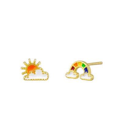 Sunny Rainbow Gold & Enamel Stud Earrings