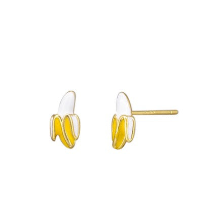 Banana Split Gold & Enamel Stud Earrings