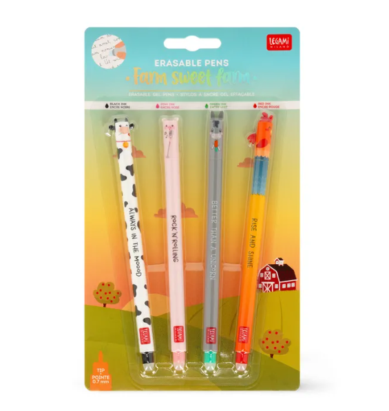 Erasable Pens Set of 4 - Farm Sweet Farm