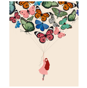 Woman & Flying Butterflies Card
