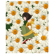 Woman & Cat Among Daisies