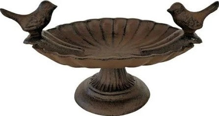 Cast Iron Pedestal Bird Feeder with Two Birds