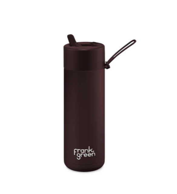 1L Ceramic Bottle + Flip Straw Lid - Chocolate