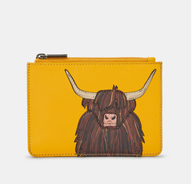 Franklin Leather Purse - Highland Cow, Yellow