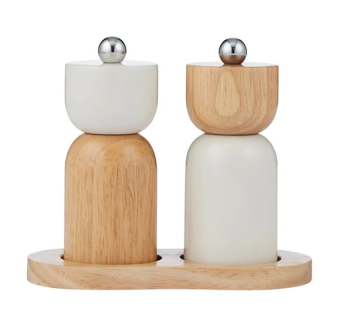 Eta Wood Salt & Pepper Set of 3 - Ivory