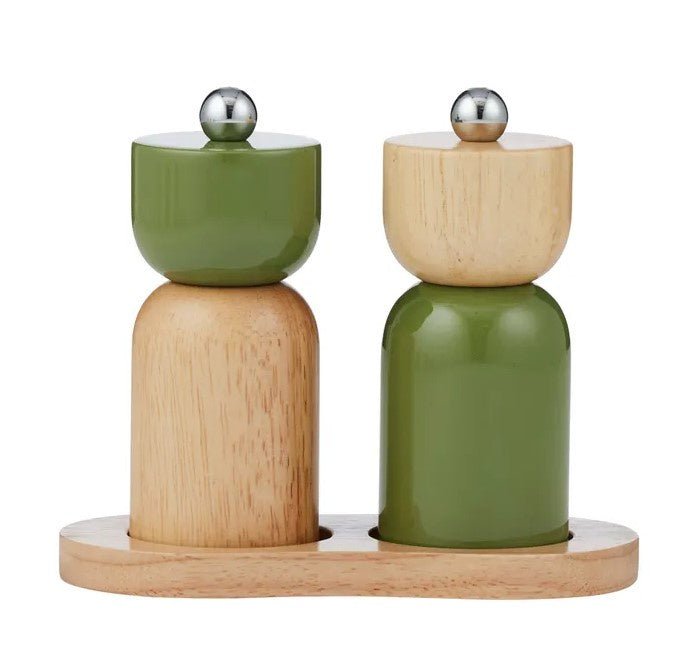 Eta Wood Salt & Pepper Set of 3 - Olive