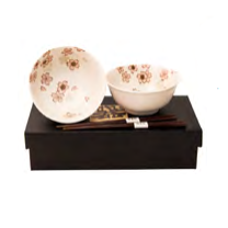 Bowl & Chopstick Set - Sakura Petal White