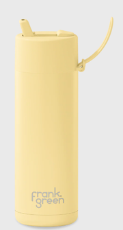 595ml Ceramic Bottle + Flip Straw Lid - Buttermilk