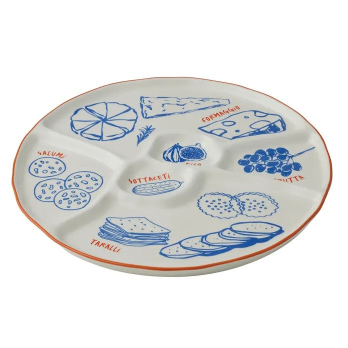 Deli Ceramic Divided Platter - Blue