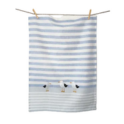 Linen & Cotton Tea Towel - Ocean Three Seagulls