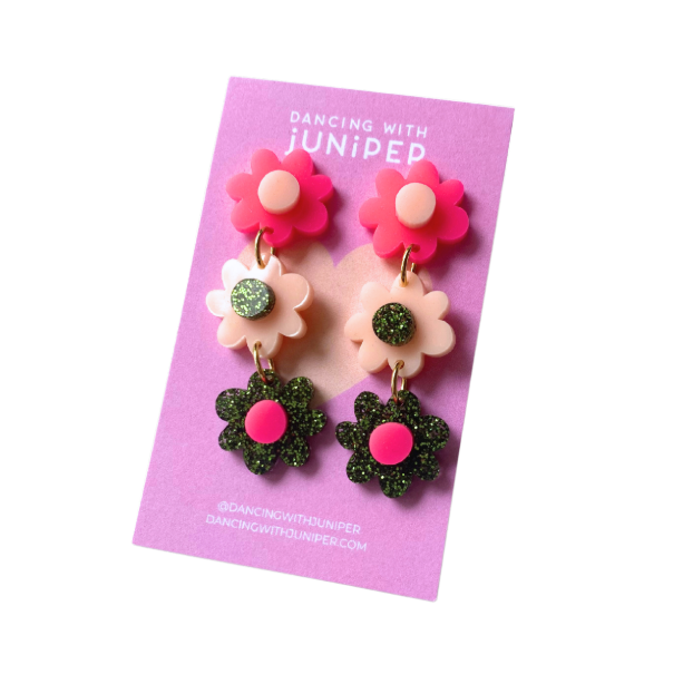 Flower Drop Acrylic Stud Earrings