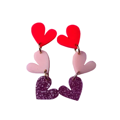 Heart Drop Acrylic Stud Earrings