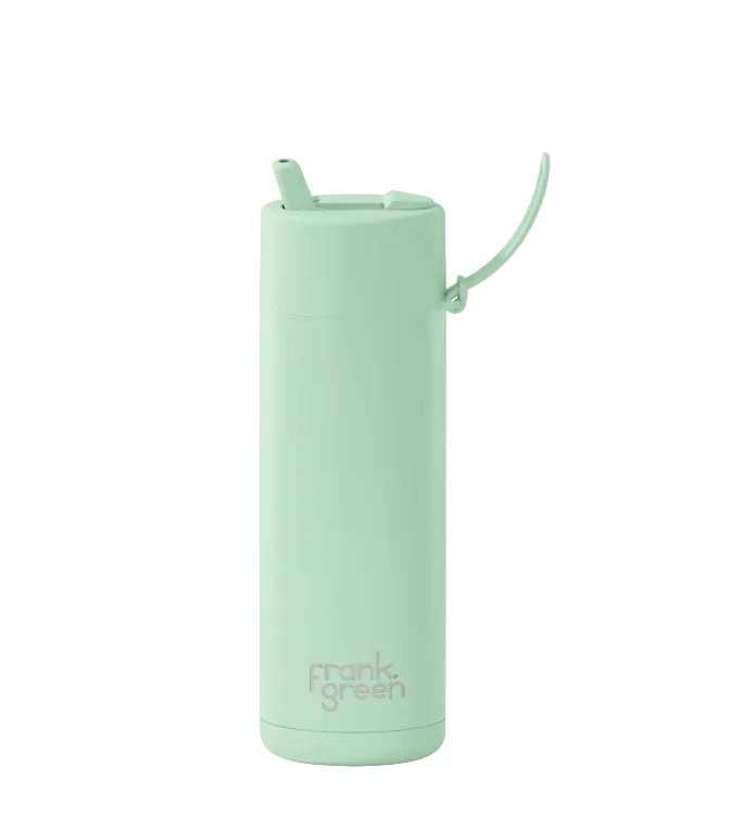 595mL Ceramic Bottle + Flip Straw Lid - Mint Gelato
