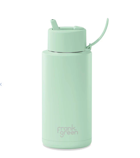 1L Ceramic Bottle + Flip Straw Lid - Mint Gelato