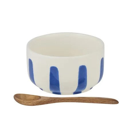 Azzuro Ceramic Bowl With Spoon 9 x 5cm