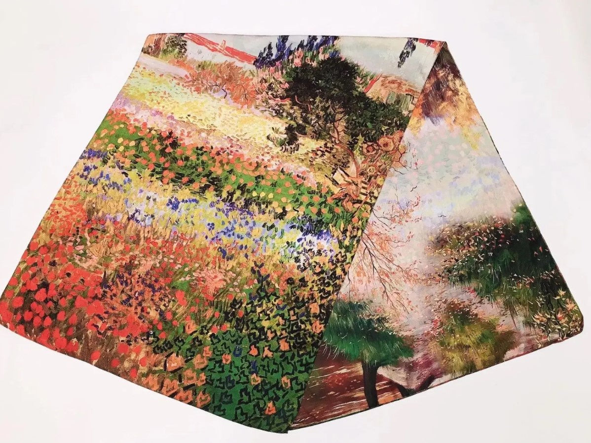 Reversible Silk Scarf - Autumn Leaves