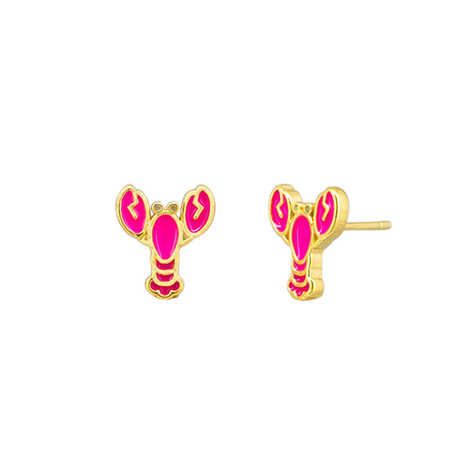 Pink Lobster Stud Earrings
