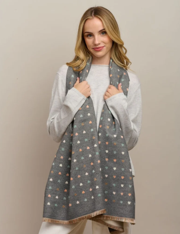 Mini Hearts Scarf - Dark Grey