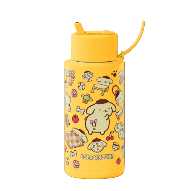 1L Ceramic Bottle + Flip Straw Lid - Hello Kitty Pompompurin