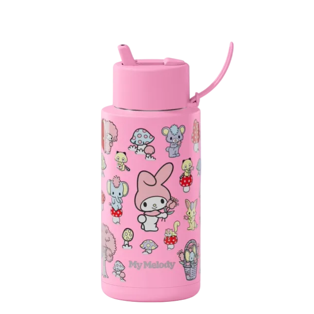 1L Ceramic Bottle + Flip Straw Lid - Hello Kitty My Melody