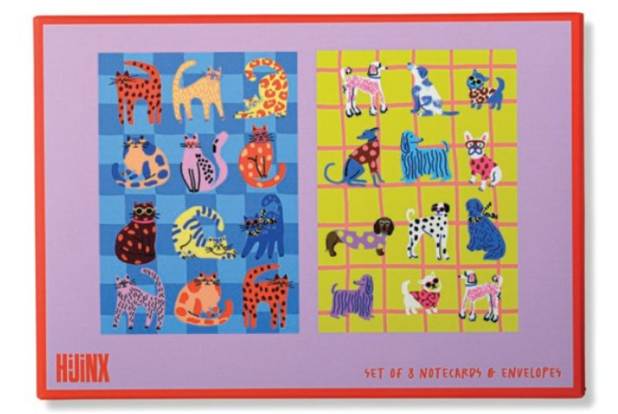 Set of 8 Notecards - Cats & Dogs