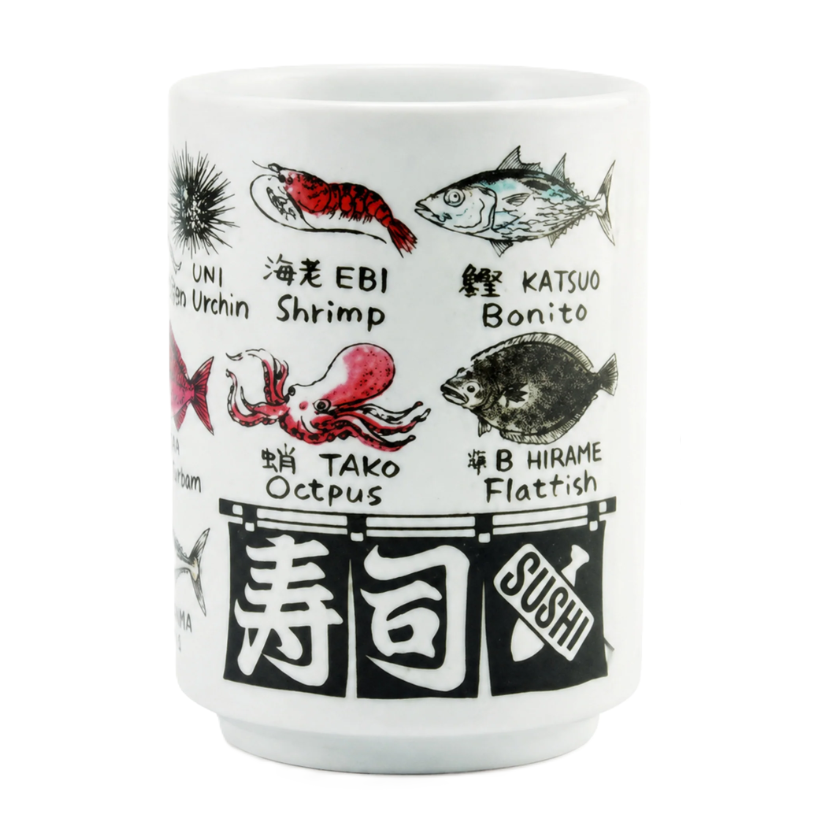 Yamato Sushi Teacup - Fish Pattern