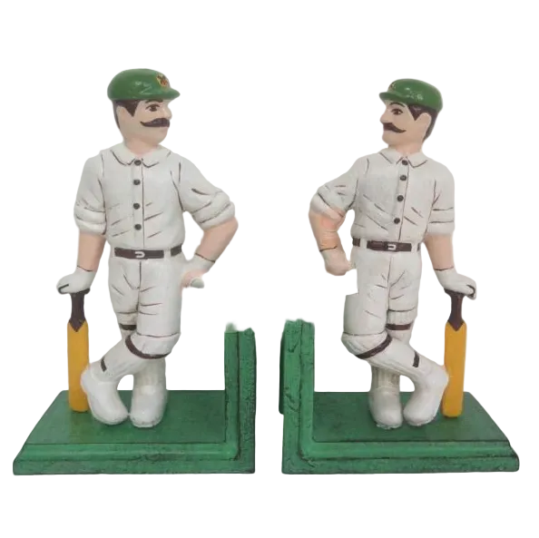 Cast Iron Bookends - Cricketer White