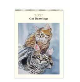 2027 Medium Calendar - Cat Drawings