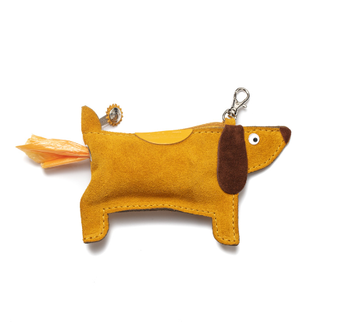 Suede Dachshund Doggy Do Holder - Golden