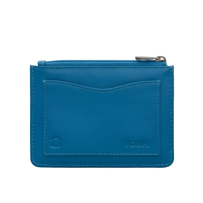Zip Top Leather Purse - Peacock Plume