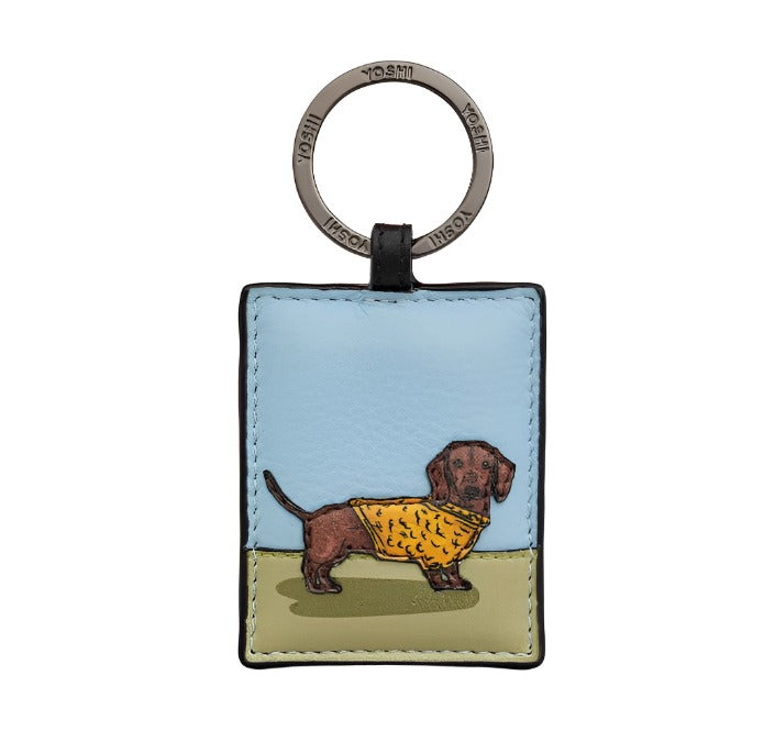 Leather Keyring - Dachshund Dog Walk