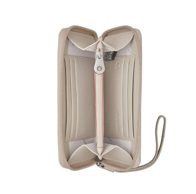 Zip Around Purse with Wrist Strap - Jane Austen library, Warm Grey