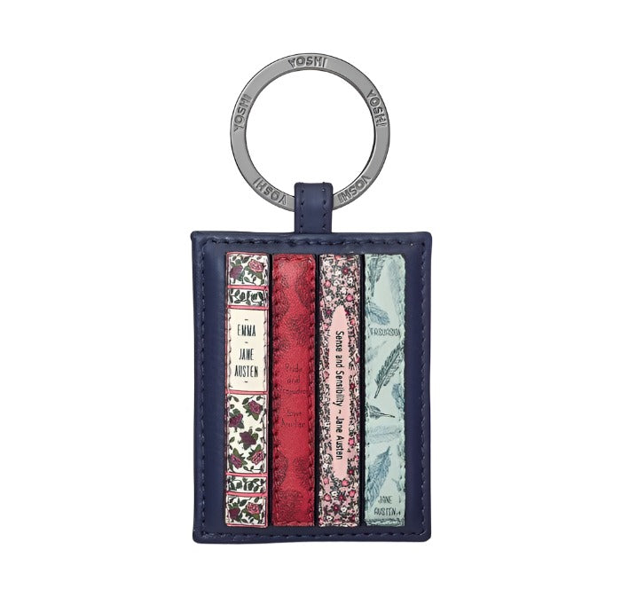 Leather Keyring - library  - Jane Austen - Navy