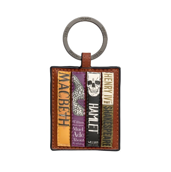 Leather Keyring - library - Shakespeare - Brown