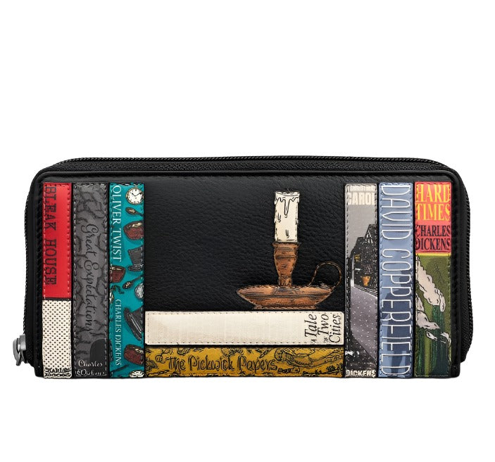 Zip Around Purse Large - Charles Dickens library, Black