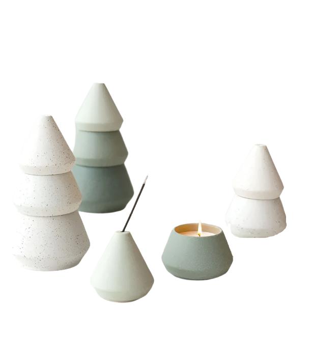 Cypress & Fir Speckle Tree Stack Small - White