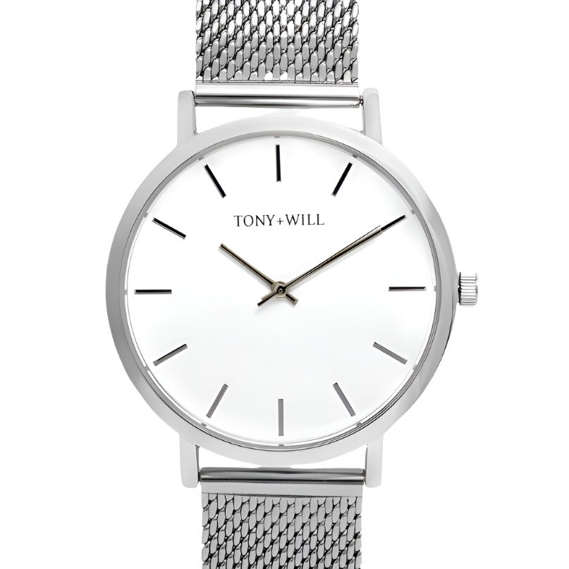 Classic Mesh Watch Silver - Silver/White/Silver