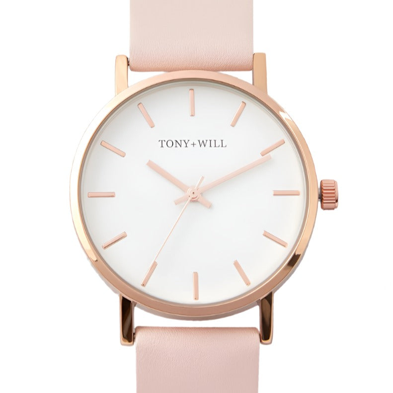 Classic Leather Watch Pink Medium - Rose/White/Pink