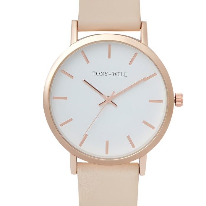 Classic Leather Watch Stone - Rose/White/Stone