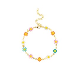 Gold Multi Hanging Daisy Bracelet