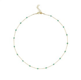 Petite Turquoise Bead Necklace - Gold