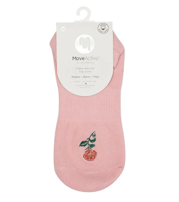 Classic Low Rise Grip Socks - Vintage Rose Berry