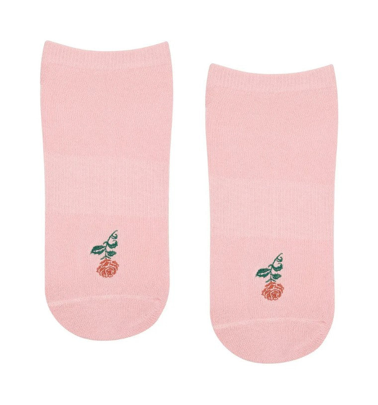 Classic Low Rise Grip Socks - Vintage Rose Berry