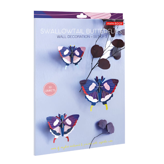 Cardboard Wall Art Large Trio - Swallowtail Butterflies