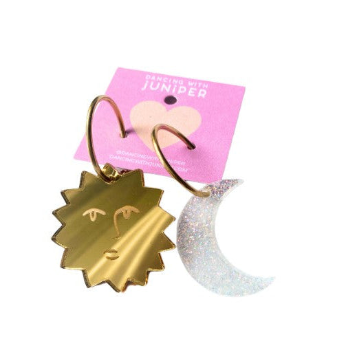 Sun & Moon Hoop Earrings