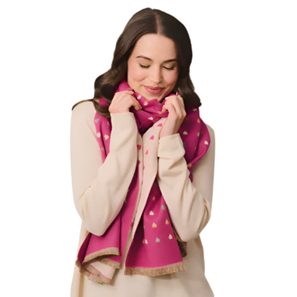 Mini Hearts Scarf - Fuchsia