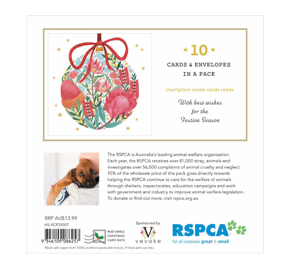 Christmas Cards Set of 10 - Floral Bauble