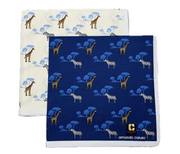 Black Tin of 3 Handkerchiefs - Giraffe & Zebra