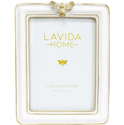 Frame 5X7 White Gold Bee