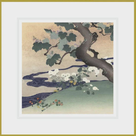 Ikonink Framed Card - Tree & Chrysanthemum